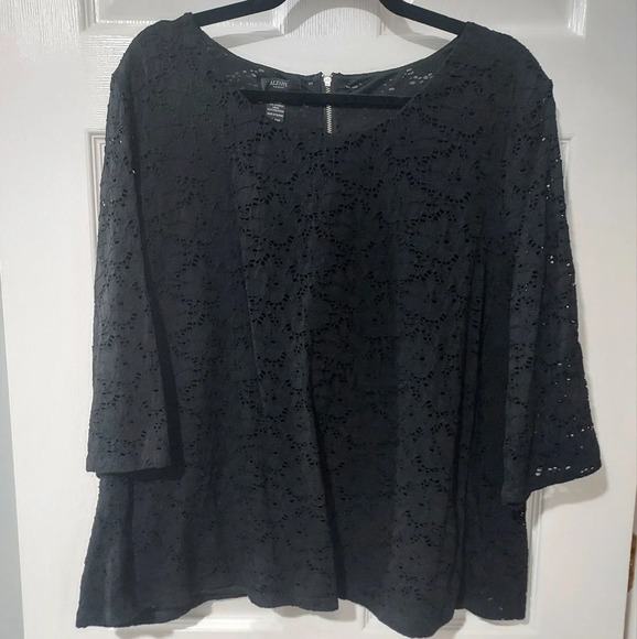 Alfani Black Eyelet Lace Overlay with Back Exposed Zipper in Size 3X - Picture 1 of 10